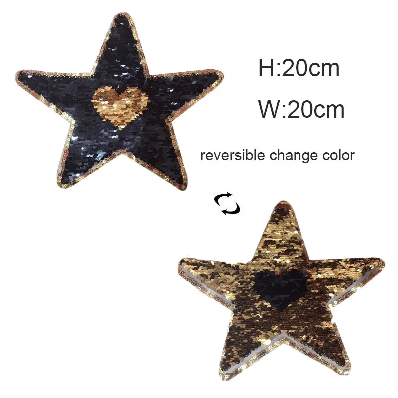 2019 NEW Reversible change color Sequins Five-pointed star heart REVERSIBLE Sew On Patches for clothes DIY Patch Applique Crafts
2019 NEW Reversible change color Sequins Five-pointed star heart REVERSIBLE Sew On Patches for clothes DIY Patch Applique Crafts