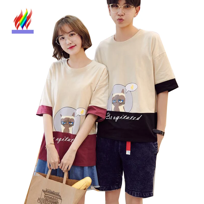 Casual T-Shirts Female Male Couple Clothes Lovers Summer Cute Sweet Top Patchwork Print Japan Korea Matching Couple T Shirts 356
Casual T-Shirts Female Male Couple Clothes Lovers Summer Cute Sweet Top Patchwork Print Japan Korea Matching Couple T Shirts 356