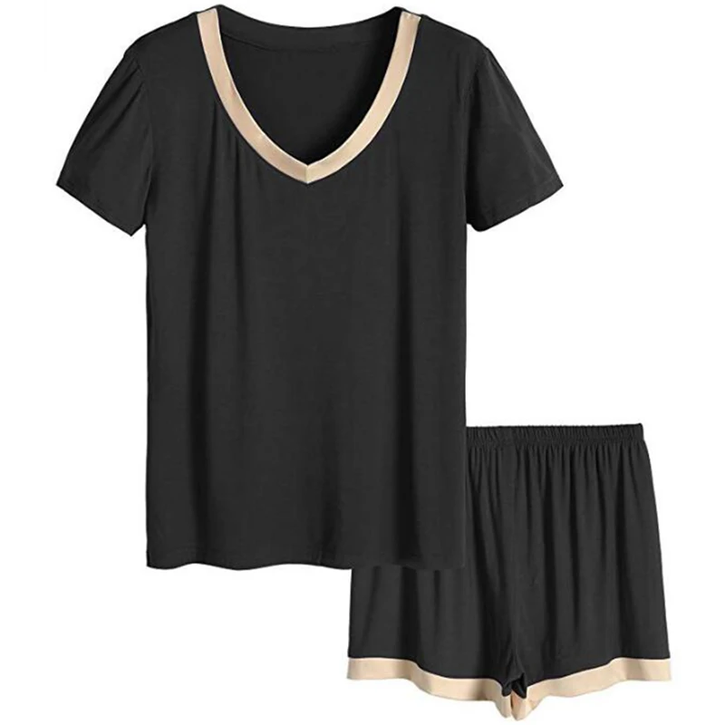 Women's V-Neck Sleepwear Short Sleeve Pajama Set pyjamas lingerie for women night suit loungewear modal nightwear home wear
Women's V-Neck Sleepwear Short Sleeve Pajama Set pyjamas lingerie for women night suit loungewear modal nightwear home wear