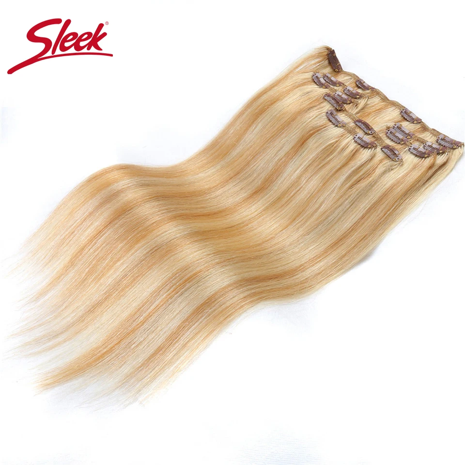 Sleek Clips Human Hair 7Pcs Clip in Human Hair Extensions Brazilian Striaght Honey Blonde P27/613 Color Remy Hair Extensions
Sleek Clips Human Hair 7Pcs Clip in Human Hair Extensions Brazilian Striaght Honey Blonde P27/613 Color Remy Hair Extensions