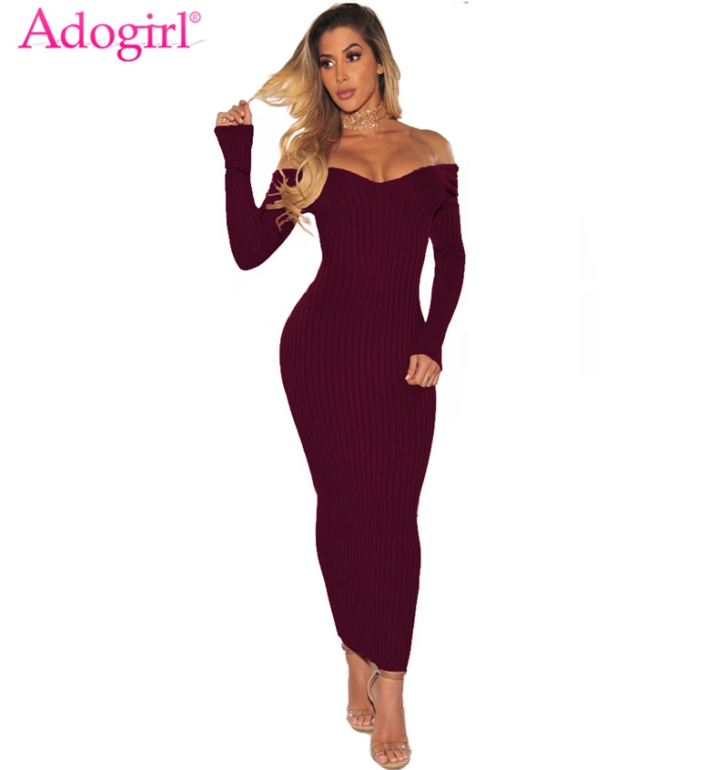 long sleeve maxi ribbed dress