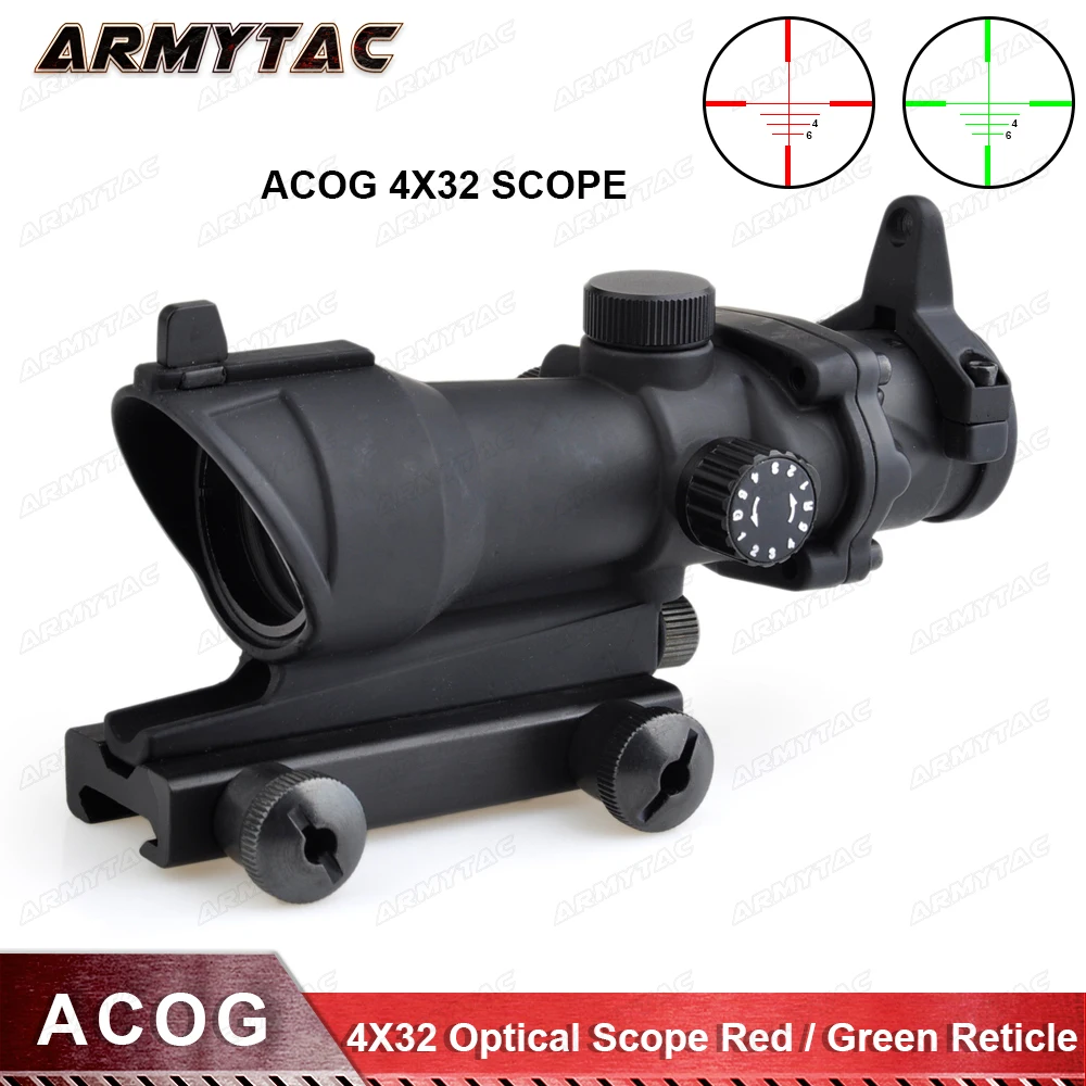 OPTICS Acog 4X32 Optical Scope Red Green Reticle Tactical Airsoft Sniper Riflescope Shooting Rifle Scope for Hunting
OPTICS Acog 4X32 Optical Scope Red Green Reticle Tactical Airsoft Sniper Riflescope Shooting Rifle Scope for Hunting