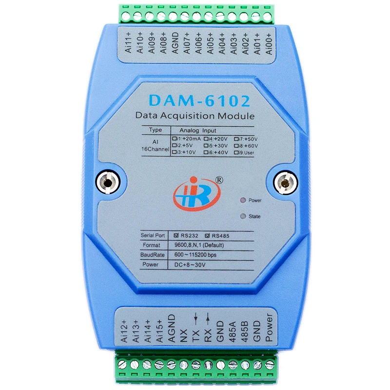 DAM6102 Analog Input Data Acquisition Module Modbus Voltage Current Converter RS485\RS232
DAM6102 Analog Input Data Acquisition Module Modbus Voltage Current Converter RS485\RS232