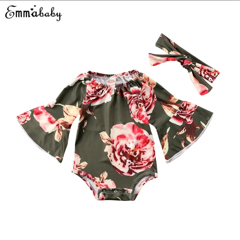2018 Newborn Kid Baby Girls Clothes Flare Sleeve Flower Print Romper Jumpsuit Long Sleeve Outfits 0-24m
2018 Newborn Kid Baby Girls Clothes Flare Sleeve Flower Print Romper Jumpsuit Long Sleeve Outfits 0-24m