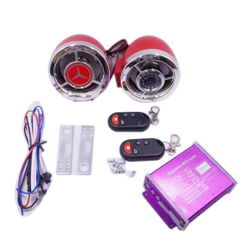 Motorcycle Alarm Speaker Anti-Theft Red DC 12V FM SD USB with Time Automotive Sound A Boat Loudspeaker Speakers for Cars | Автомобили и