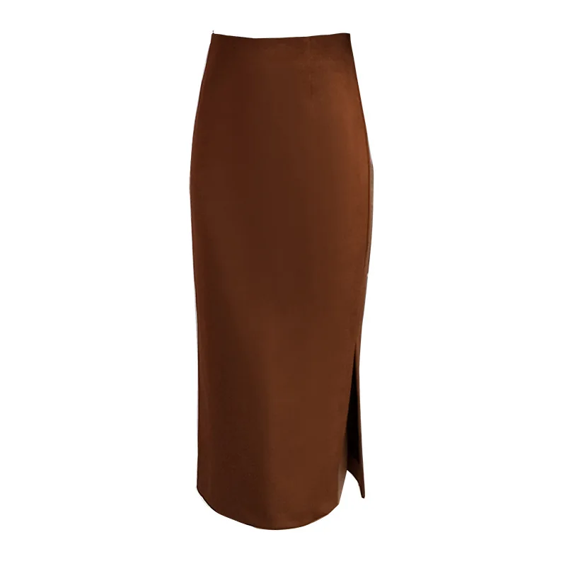 Midi Long Women Pencil Skirt Autumn Winter Bodycon Side Slit High Waist Brown Skirt Ladies Elegant Slim Work Wear 2662LY 
Midi Long Women Pencil Skirt Autumn Winter Bodycon Side Slit High Waist Brown Skirt Ladies Elegant Slim Work Wear 2662LY