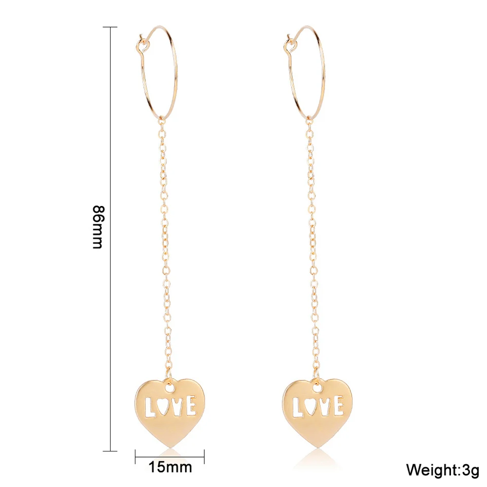 Romantic Love Heart Design Drop Earrings Fashion Design Chain Earrings Female Trendy Style Quality Drop Earrings Gold Color
Romantic Love Heart Design Drop Earrings Fashion Design Chain Earrings Female Trendy Style Quality Drop Earrings Gold Color
