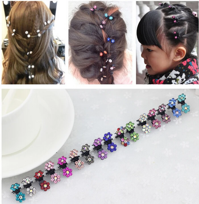 MINI Hair Claw Clip Rhinestone Crystal Hairpin Bridal Wedding Flower Red 09