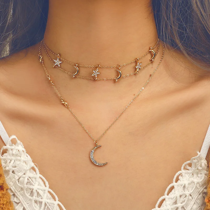 2019 Bohemian Fashion Five-pointed Star Pendant Multi-Layer Female Necklace Color Stone Silver Choker Trend Party Jewelry New
2019 Bohemian Fashion Five-pointed Star Pendant Multi-Layer Female Necklace Color Stone Silver Choker Trend Party Jewelry New