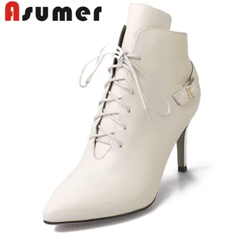 ASUMER 2020 buckle adult genuine leather boots high quality pointed toe ankle boots for women zipper solid high heels boots
ASUMER 2020 buckle adult genuine leather boots high quality pointed toe ankle boots for women zipper solid high heels boots