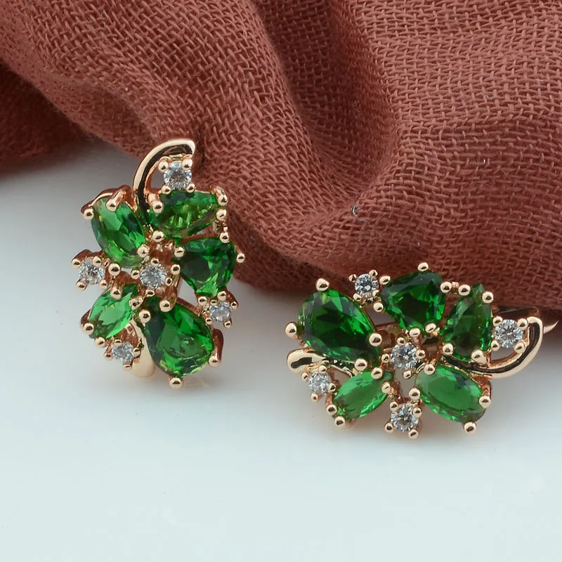 FJ 3 Color Luxury Women 585 Gold Color Earrings Red/Green/White Cubic Zirconia Stone Flowers Shaped Drop Dangle Earrings
FJ 3 Color Luxury Women 585 Gold Color Earrings Red/Green/White Cubic Zirconia Stone Flowers Shaped Drop Dangle Earrings