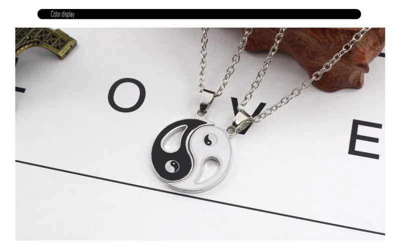 2 PCS Best Friends Necklace Jewelry Yin Yang Tai Chi Pendant Necklaces Black White Couples Paired Necklace For Men Women Gift 17