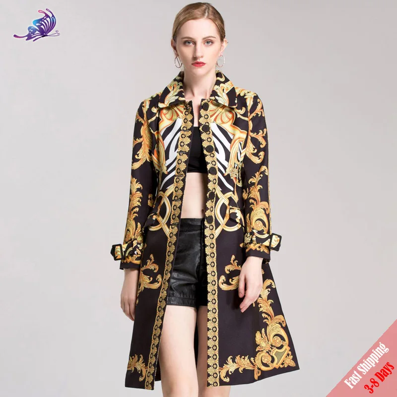 High Quality Fashion Designer Runway Coat Outerwear Women's Fall Winter Long Sleeve Printed Vintage Jacket Overcoat 2019
High Quality Fashion Designer Runway Coat Outerwear Women's Fall Winter Long Sleeve Printed Vintage Jacket Overcoat 2019