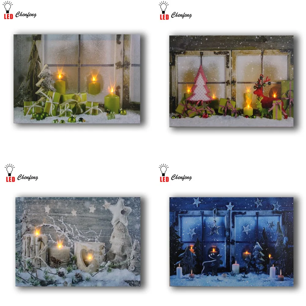 Led wall decor christmas candles in window snow picture canvas art light up painting framework posters and print home decoration
Led wall decor christmas candles in window snow picture canvas art light up painting framework posters and print home decoration