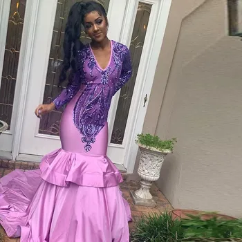 Gorgeous Mermaid Evening Gown Lilac Floor Length Plus Size Black Girl Wear Prom Gowns Appliques Fashionable Women Party Dresses
Gorgeous Mermaid Evening Gown Lilac Floor Length Plus Size Black Girl Wear Prom Gowns Appliques Fashionable Women Party Dresses