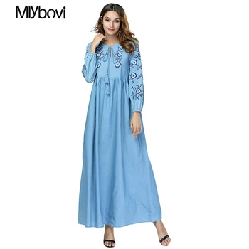 Women Blue Dress Plus Size Embroidery O-Neck Long Sleeve Muslim Dress Female Loose Ladies Dresses Casual Maxi Femme Islamic Robe
Women Blue Dress Plus Size Embroidery O-Neck Long Sleeve Muslim Dress Female Loose Ladies Dresses Casual Maxi Femme Islamic Robe