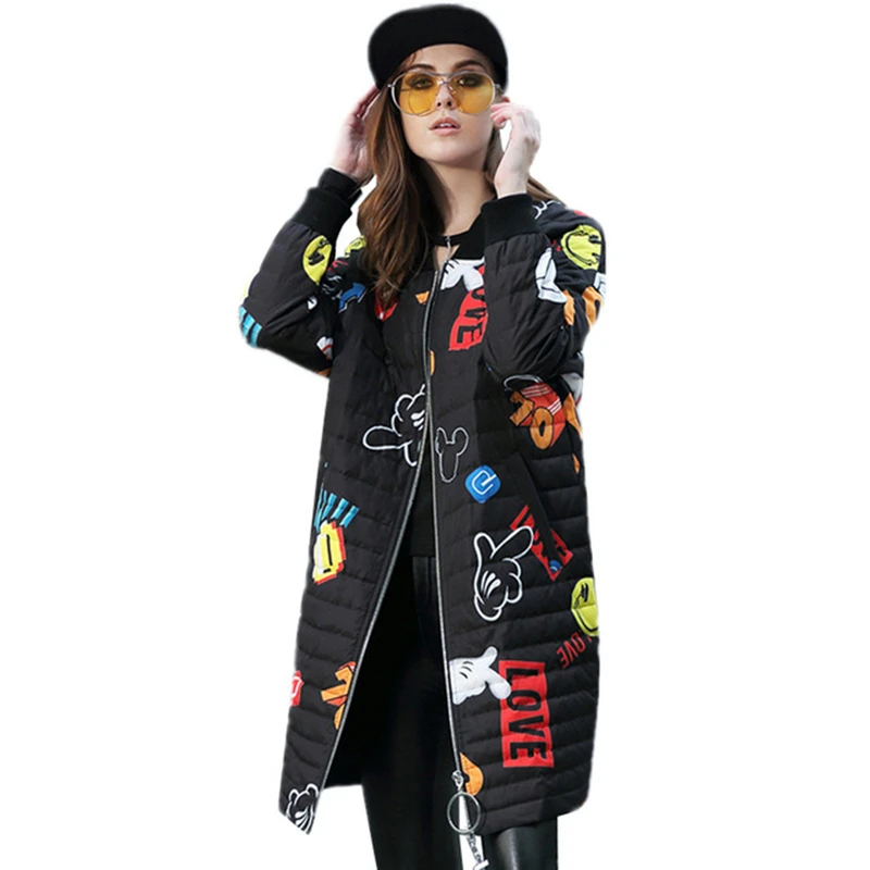 2019 Female Winter New Fashion Black Down Jacket Letter Cartoon Print Parkas Women Casual Loose Long Coat Warm Zipper Overcoat
2019 Female Winter New Fashion Black Down Jacket Letter Cartoon Print Parkas Women Casual Loose Long Coat Warm Zipper Overcoat