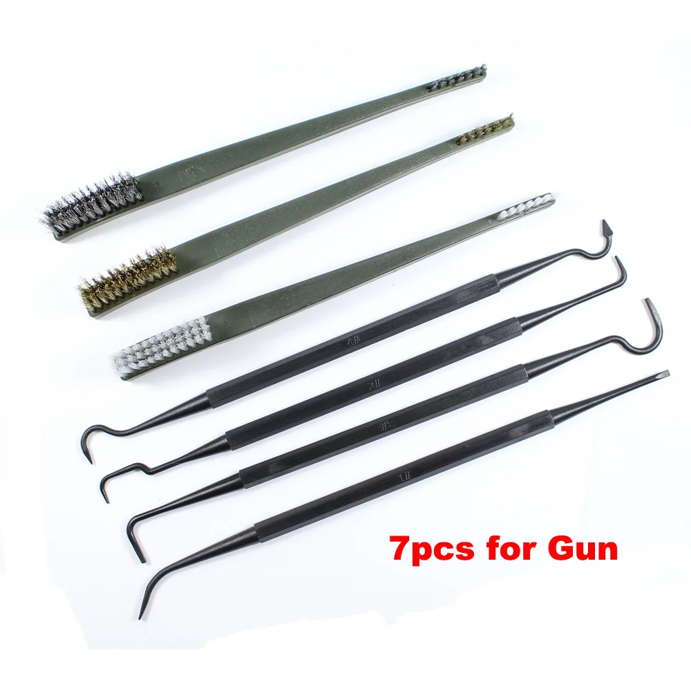 7 pcs/set Gun Hunting Cleaning Kit 3pcs Steel Wire Brush 4pcs Nylon Pick Tactical Rifle Gun Cleaning Tool
7 pcs/set Gun Hunting Cleaning Kit 3pcs Steel Wire Brush 4pcs Nylon Pick Tactical Rifle Gun Cleaning Tool