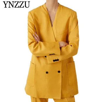 Elegant V Neck Yellow Women Blazers and Jackets 2019 Spring Autumn Long Double Breasted Female Jacket Coat blazer feminino AO950
Elegant V Neck Yellow Women Blazers and Jackets 2019 Spring Autumn Long Double Breasted Female Jacket Coat blazer feminino AO950