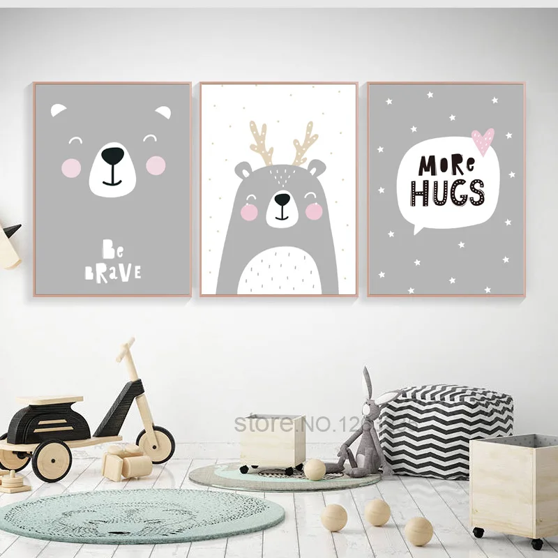 Настенная картина для малышей с милым медведем Room Decor рисунком из мультфильмов в