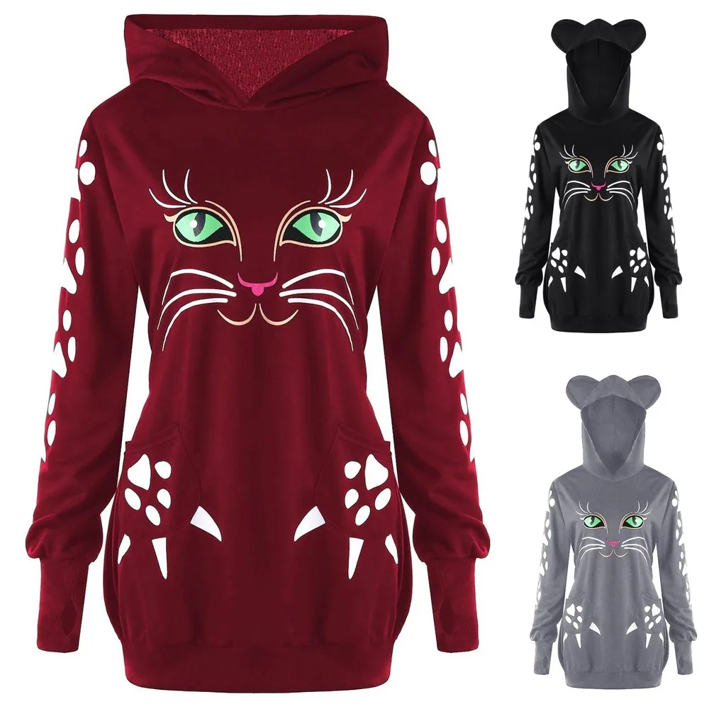 Womens Sweatshirt Cat Print Hoodie With Ears Hooded Pullover Tops high quality Cute Cat Print Sweatshirt Gift
Womens Sweatshirt Cat Print Hoodie With Ears Hooded Pullover Tops high quality Cute Cat Print Sweatshirt Gift