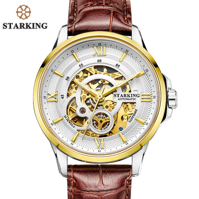 STARKING Men's Watches Mechanical 25 Jewels Genuine Leather Strap Watch Stainless Steel Fully Automatic Waterproof Watch AM0182
STARKING Men's Watches Mechanical 25 Jewels Genuine Leather Strap Watch Stainless Steel Fully Automatic Waterproof Watch AM0182