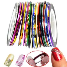30 pièces mixte coloré ongles beauté rouleaux striage décalcomanies feuille conseils ligne ongles autocollant kit de bricolage Nail Art UV Gel(China)
