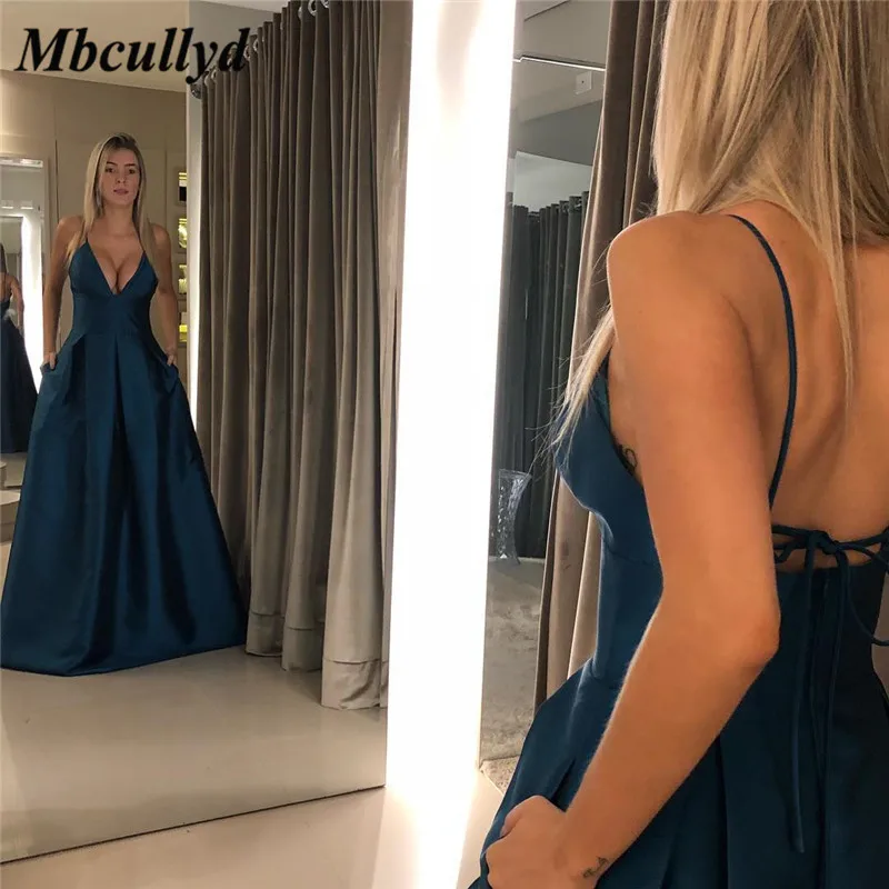 Mbcullyd Simple Satin Long Prom Dresses 2019 Sexy V Neck With Pocket Dress Prom Gown For Women Formal Dress vestidos de fiesta
Mbcullyd Simple Satin Long Prom Dresses 2019 Sexy V Neck With Pocket Dress Prom Gown For Women Formal Dress vestidos de fiesta