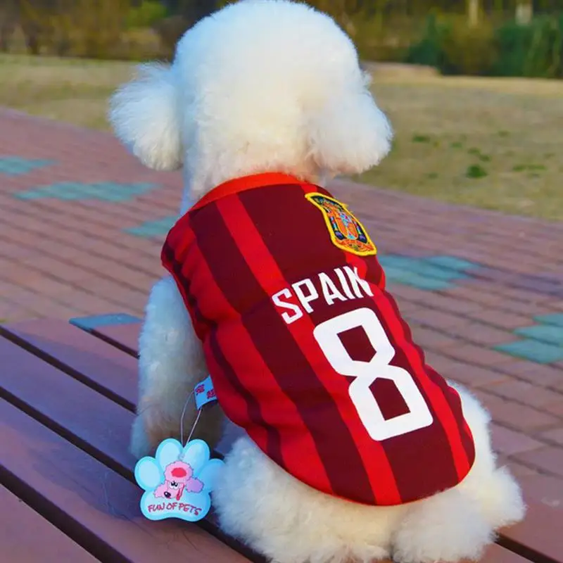 2018 New Russian Summer Cotton Pet Dog Cloth World Football Puppy Dog Fans Vest For Small Dog's Sport Basketball T Shirt For Pet
2018 New Russian Summer Cotton Pet Dog Cloth World Football Puppy Dog Fans Vest For Small Dog's Sport Basketball T Shirt For Pet
