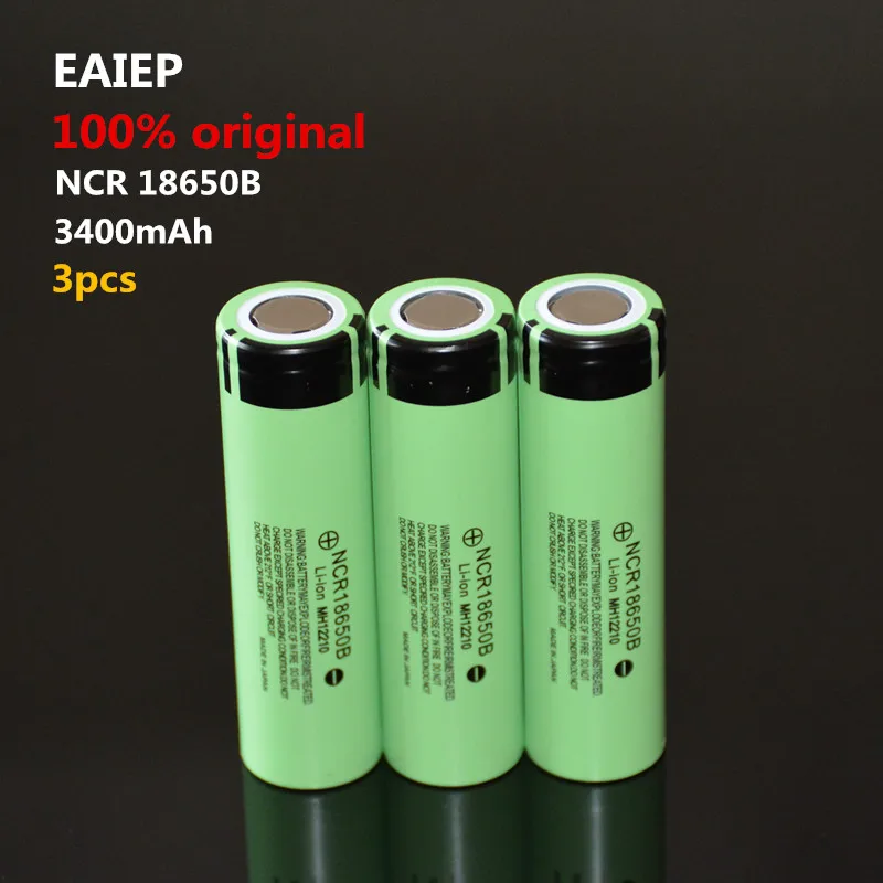 EAIEP 3PCS Original NCR18650B 3.7 v 3400 mah 18650 Lithium Rechargeable Battery Flashlight batteries
EAIEP 3PCS Original NCR18650B 3.7 v 3400 mah 18650 Lithium Rechargeable Battery Flashlight batteries