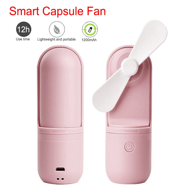 Portable Smart Capsule Fan with Rechargeable Built-in Battery 800mA USB Port Handy Air Cooling Mini Fan
Portable Smart Capsule Fan with Rechargeable Built-in Battery 800mA USB Port Handy Air Cooling Mini Fan