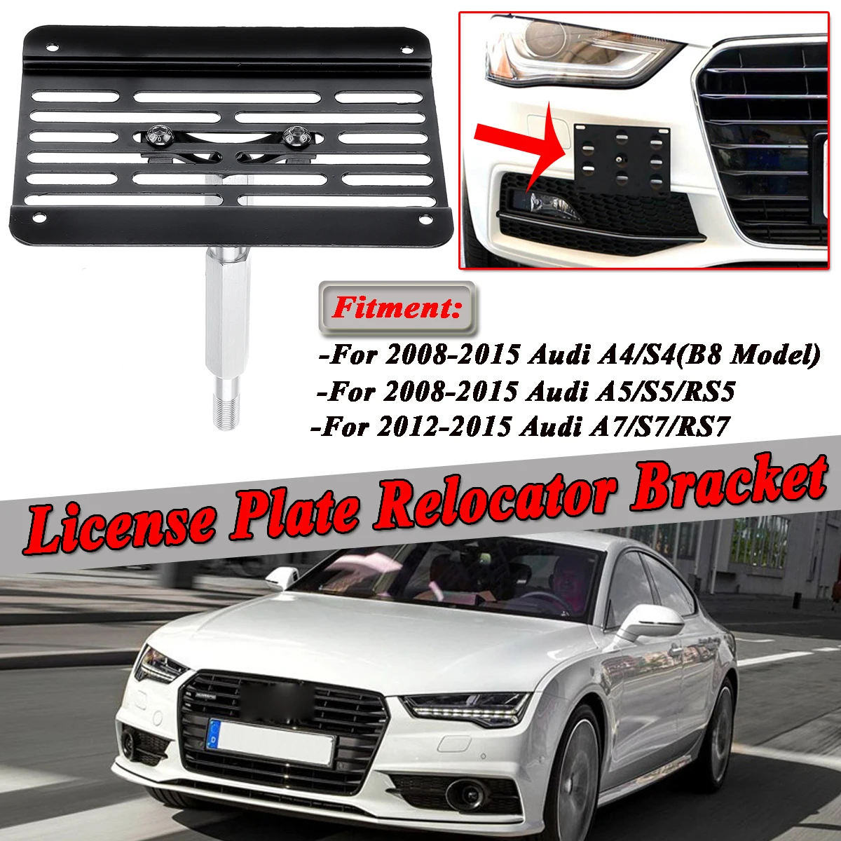Car Front Bumper Tow Hook License Plate Holder Relocator Bracket Mount For Audi A4/S4/B8/A5/S5/RS5 2008-2015 A7/S7/RS7 2012-2015
Car Front Bumper Tow Hook License Plate Holder Relocator Bracket Mount For Audi A4/S4/B8/A5/S5/RS5 2008-2015 A7/S7/RS7 2012-2015