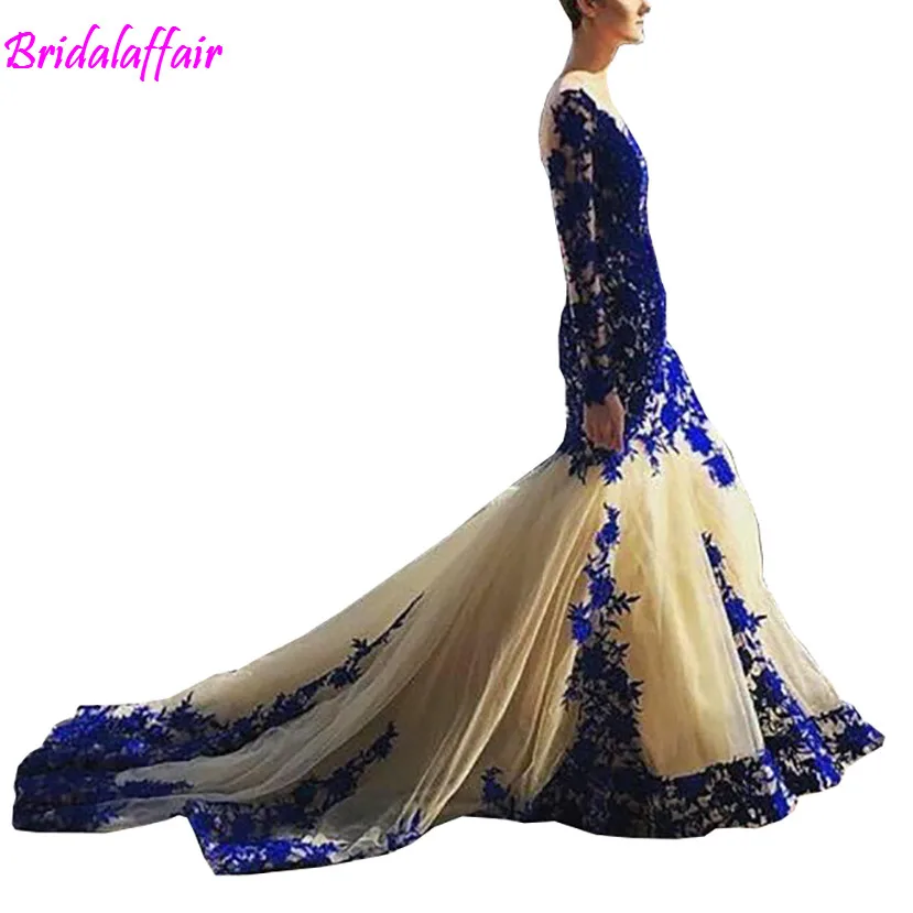 2018 New Arrival Long Sleeve Royal Blue Lace Evening Dresses Mermaid Tulle Prom Gowns long evening gown dresses robe soiree
2018 New Arrival Long Sleeve Royal Blue Lace Evening Dresses Mermaid Tulle Prom Gowns long evening gown dresses robe soiree
