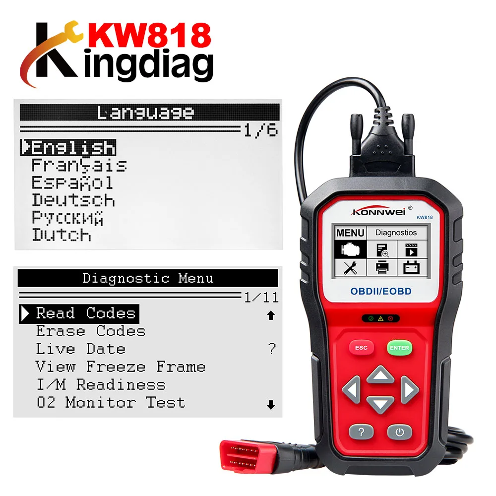 Auto Scanner KONNWEI KW818 Full obd2 obdii Diagnostic Tool Support Multi-language one click update KW 818 as NX501 MS509 ELm327
Auto Scanner KONNWEI KW818 Full obd2 obdii Diagnostic Tool Support Multi-language one click update KW 818 as NX501 MS509 ELm327