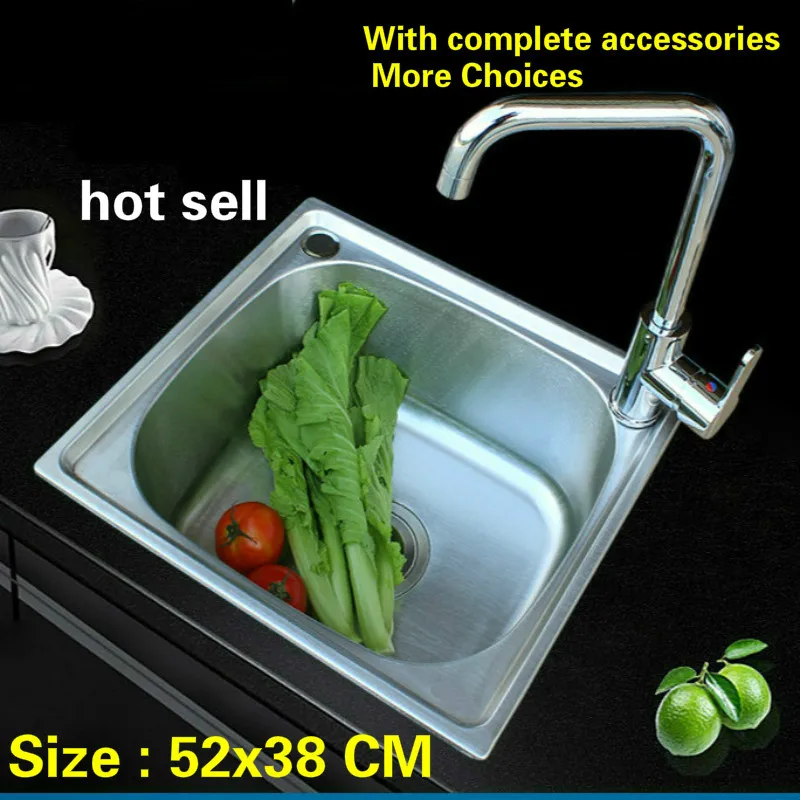 

Free shipping Hot sell 304 stainless steel balcony kitchen sink mini ordinary single slot 52x38 CM