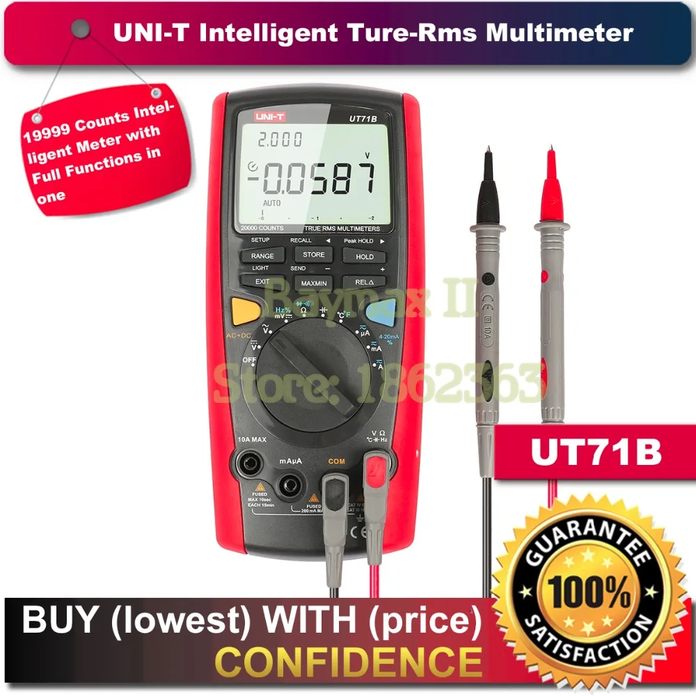 UNI-T UT71B Intelligent Digital Multimeter Tester True RMS LCR AC DC with a USB cable
UNI-T UT71B Intelligent Digital Multimeter Tester True RMS LCR AC DC with a USB cable