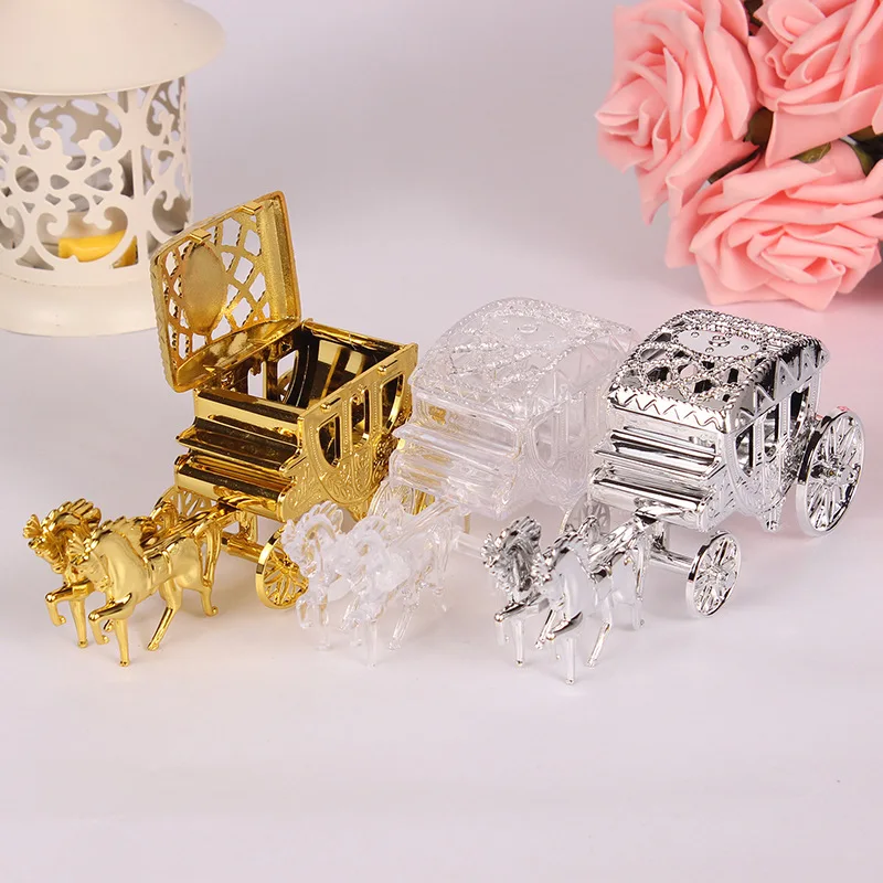 

Royal Carriage Design Wedding Favor Box/Candy Box/Wedding Candy Box Gold and Silver Cinderella Theme