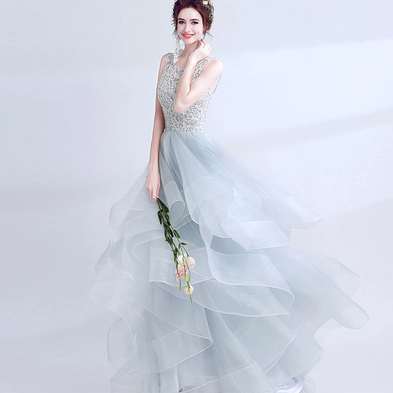 2019 New Arrival Puffy Ball Gown Prom Dresses O-Neck Venice Lace Sleeveless Smoke Gray Formal Party Dresses Evening Prom Gowns
2019 New Arrival Puffy Ball Gown Prom Dresses O-Neck Venice Lace Sleeveless Smoke Gray Formal Party Dresses Evening Prom Gowns