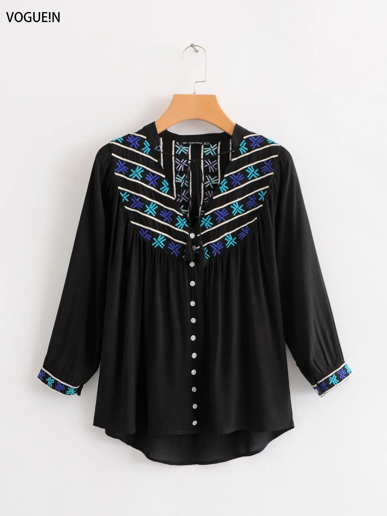 VOGUEIN New Womens Retro V-Neck 3/4 Sleeve Embroidery Tie Pullover Blouse Tops Shirt Wholesale
VOGUEIN New Womens Retro V-Neck 3/4 Sleeve Embroidery Tie Pullover Blouse Tops Shirt Wholesale