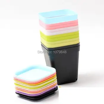 50 pcs/lot Gardening Mini Plastic Flower Pots Vase Square Flower Bonsai Planter Nursery Pots (50 flowerpots + 50Trays) 7cm*8cm
50 pcs/lot Gardening Mini Plastic Flower Pots Vase Square Flower Bonsai Planter Nursery Pots (50 flowerpots + 50Trays) 7cm*8cm