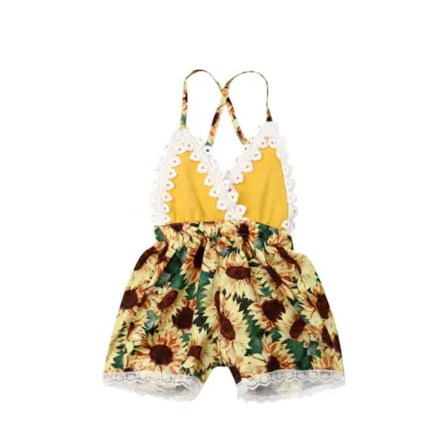 2019 Summer Baby Girl Clothes Newborn Infant Baby Girls Sunflower Sleeveless Lace Up Romper Jumpsuit Summer Sunsuit Outfits
2019 Summer Baby Girl Clothes Newborn Infant Baby Girls Sunflower Sleeveless Lace Up Romper Jumpsuit Summer Sunsuit Outfits