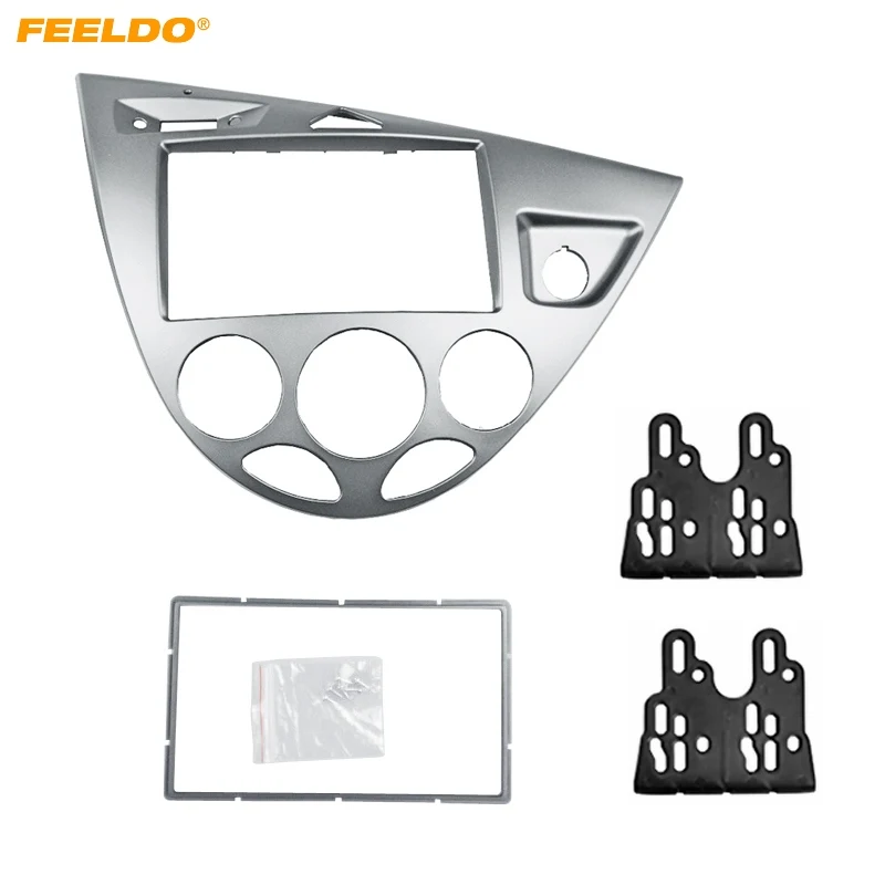 

FEELDO Silver Car 2DIN Stereo Panel Fascia Radio Refitting Dash Trim Kit For Ford Focus 98~04(RHD)/Fiesta 95~01(RHD) #5038