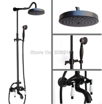 Black Oil Rubbed Bronze Luxury Round Shower Head + Dual Ceramic Handles Bathroom Tub Rain Shower Faucet Set Mixer Tap Wrs688
Black Oil Rubbed Bronze Luxury Round Shower Head + Dual Ceramic Handles Bathroom Tub Rain Shower Faucet Set Mixer Tap Wrs688