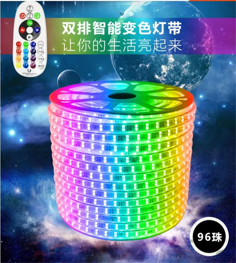100M RGB LED Strip Flexible Lights SMD5050 96LEDS 15W/M Waterproof AC220V 230V 240V Remote Control Party Living Room Home Decor
100M RGB LED Strip Flexible Lights SMD5050 96LEDS 15W/M Waterproof AC220V 230V 240V Remote Control Party Living Room Home Decor