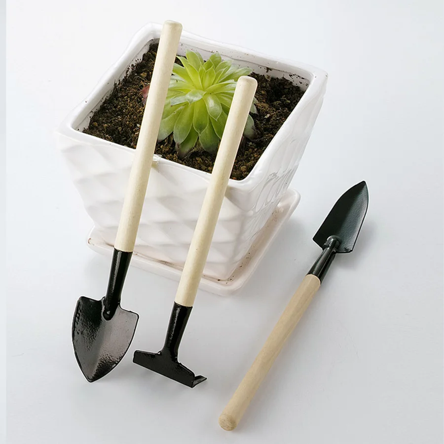 Фото Набор инструментов для садовых растений с мини-лопатой 3 шт. деревянной | Лопата и совок (33042509851)