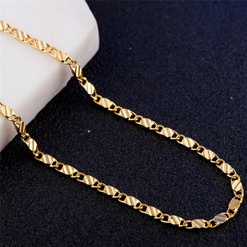 

Gold silver necklace Unisex Flat snake Link Chain Lobster Clasp collares necklaces for women men