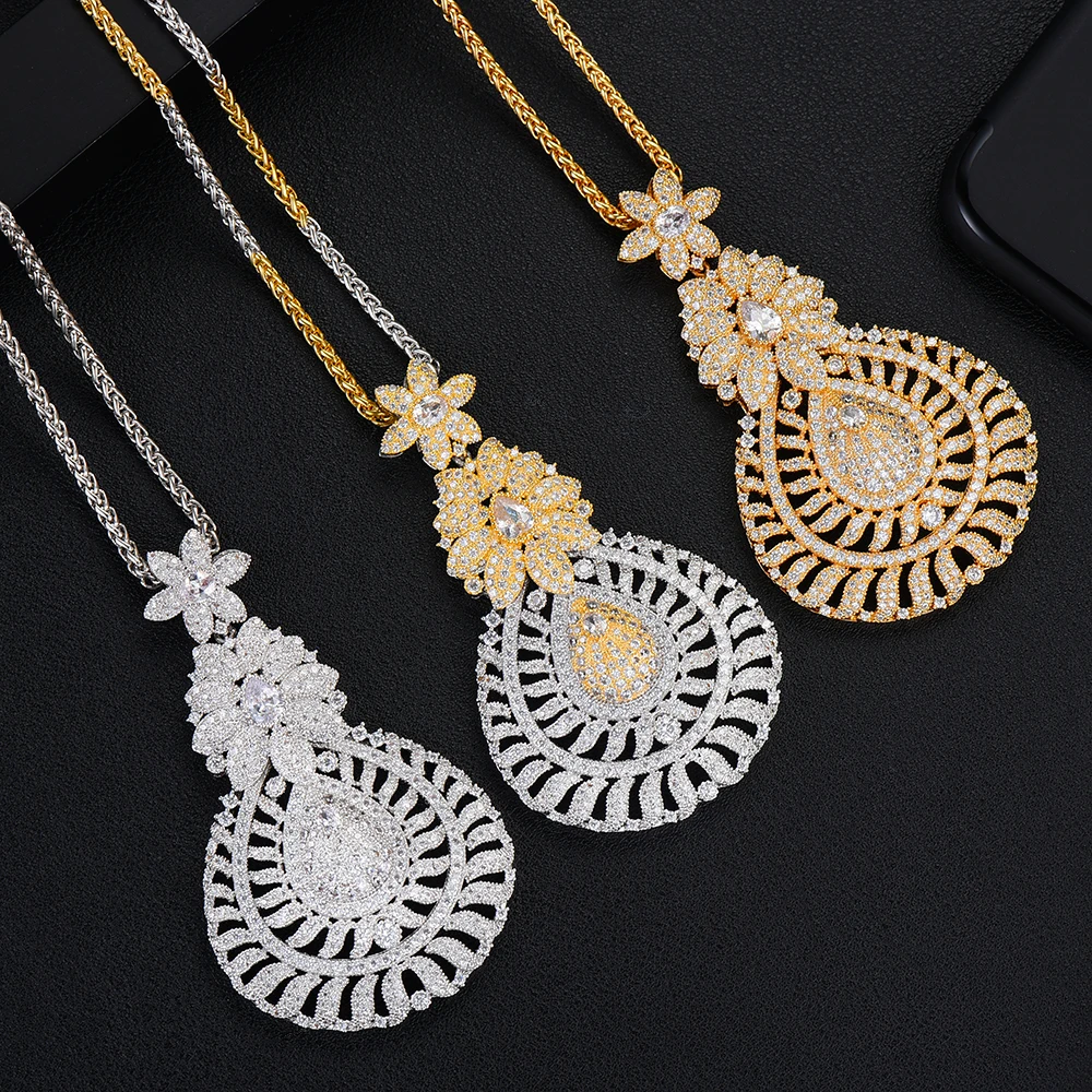 GODKI Luxury Flower Drop Nigerian Necklace Pendant For Women Wedding Bridal Cubic Zircon Dubai PARTY WEDDING Jewelry 2019 | Украшения и