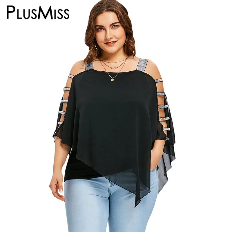 PlusMiss Plus Size 5XL Sequin Lace Up Cut Out Chiffon Blouse Summer 2018 Sexy Off the Shoulder Party Top Women Clothing Big Size
PlusMiss Plus Size 5XL Sequin Lace Up Cut Out Chiffon Blouse Summer 2018 Sexy Off the Shoulder Party Top Women Clothing Big Size