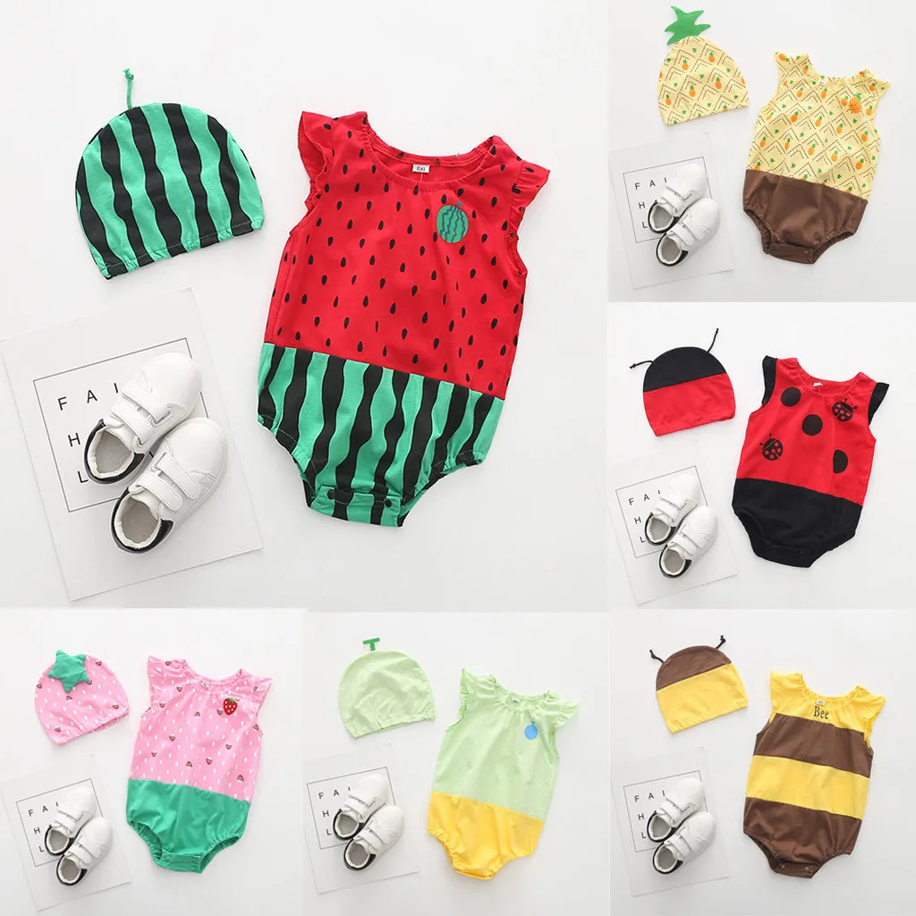 Baby cartoon watermelon striped spot triangle Newborn Infant Baby Boy Girl Cartoon Fruits Cotton Romper Hat Bodysuit Clothes
Baby cartoon watermelon striped spot triangle Newborn Infant Baby Boy Girl Cartoon Fruits Cotton Romper Hat Bodysuit Clothes