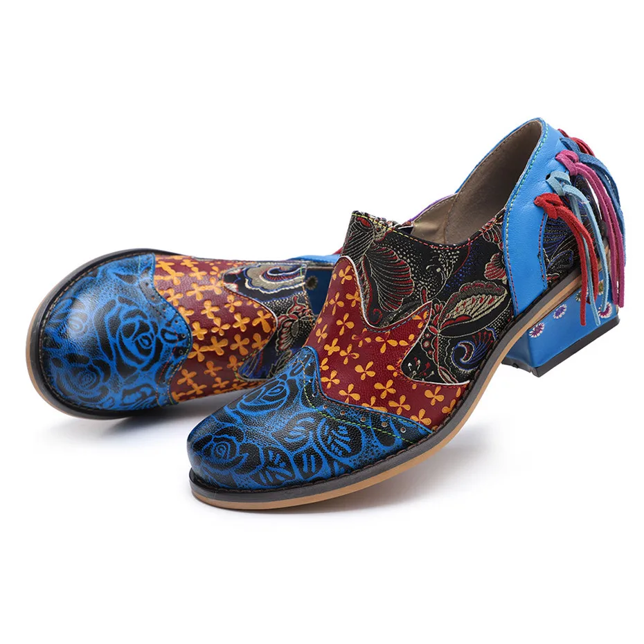 Vintage Bohemia Genuine Leather Women Pumps Handmade Comfortable Ladies Oxford Brogue Shoes Retro Slip On Embroidery Women Shoes (12)